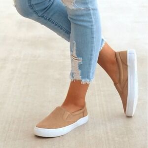 Jolimall Daily Casual Flat Sneakers Beige Women's Size‎ 9.5 NEW